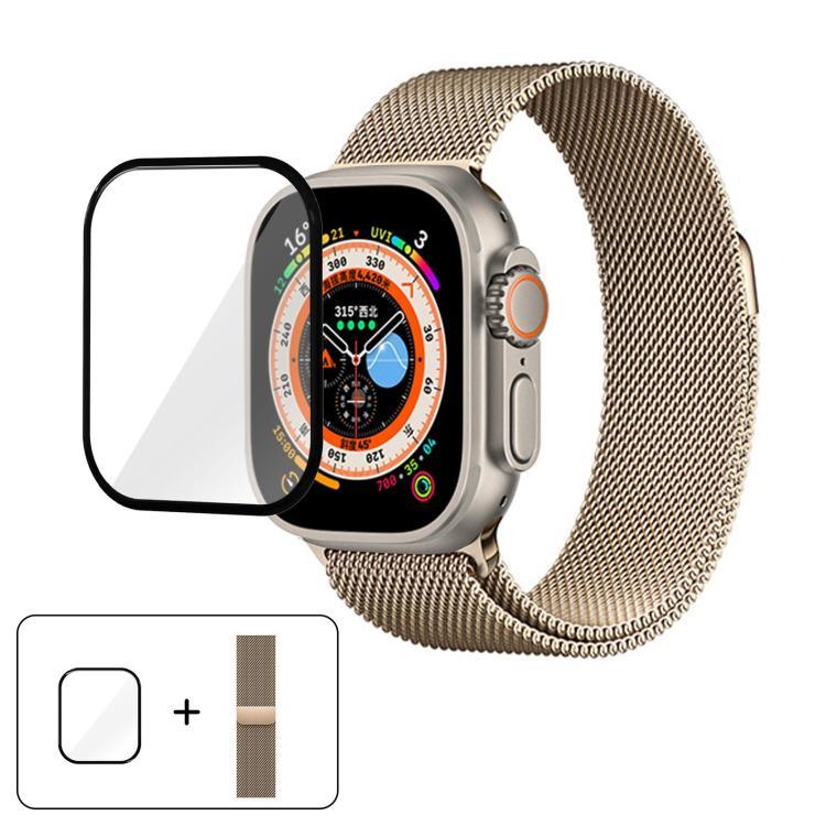 Dây đồng hồ thép không gỉ Milanese với phim cong 3D, Dành cho Apple Watch Series 40mm, Dành cho Apple Watch Ultra 2 / 1 49mm, Dành cho Apple Watch Series 45mm