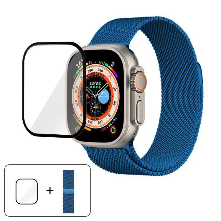 Dây đồng hồ thép không gỉ Milanese với phim cong 3D, Dành cho Apple Watch Series 40mm, Dành cho Apple Watch Ultra 2 / 1 49mm, Dành cho Apple Watch Series 45mm