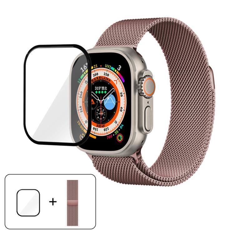 Dây đồng hồ thép không gỉ Milanese với phim cong 3D, Dành cho Apple Watch Series 40mm, Dành cho Apple Watch Ultra 2 / 1 49mm, Dành cho Apple Watch Series 45mm