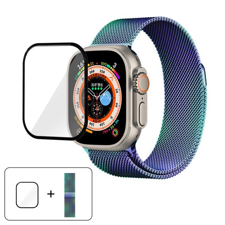 Dây đồng hồ thép không gỉ Milanese với phim cong 3D, Dành cho Apple Watch Series 40mm, Dành cho Apple Watch Ultra 2 / 1 49mm, Dành cho Apple Watch Series 45mm