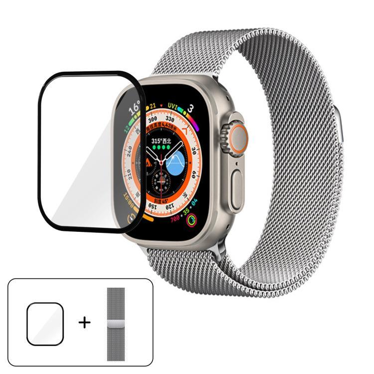 Dây đồng hồ thép không gỉ Milanese với phim cong 3D, Dành cho Apple Watch Series 40mm, Dành cho Apple Watch Ultra 2 / 1 49mm, Dành cho Apple Watch Series 45mm