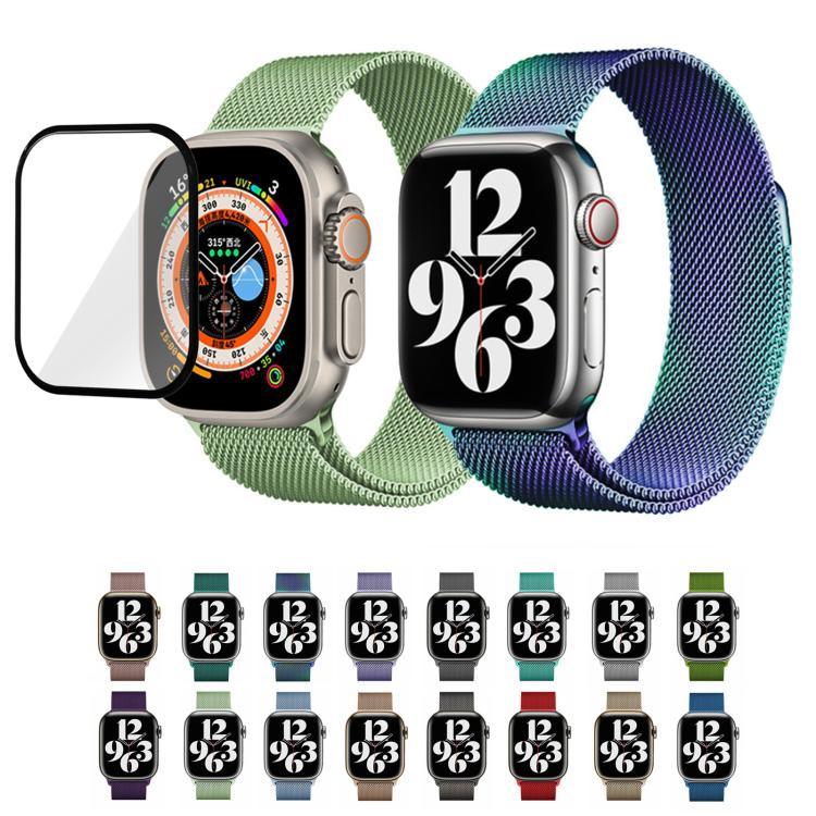 Dây đồng hồ thép không gỉ Milanese với phim cong 3D, Dành cho Apple Watch Series 40mm, Dành cho Apple Watch Ultra 2 / 1 49mm, Dành cho Apple Watch Series 45mm