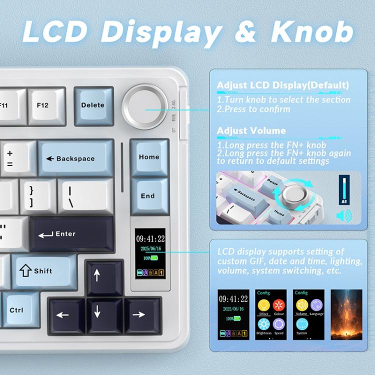 Bàn phím cơ tùy chỉnh gradient ba chế độ AULA S75 Pro 80 phím có dây/2.4G/Bluetooth