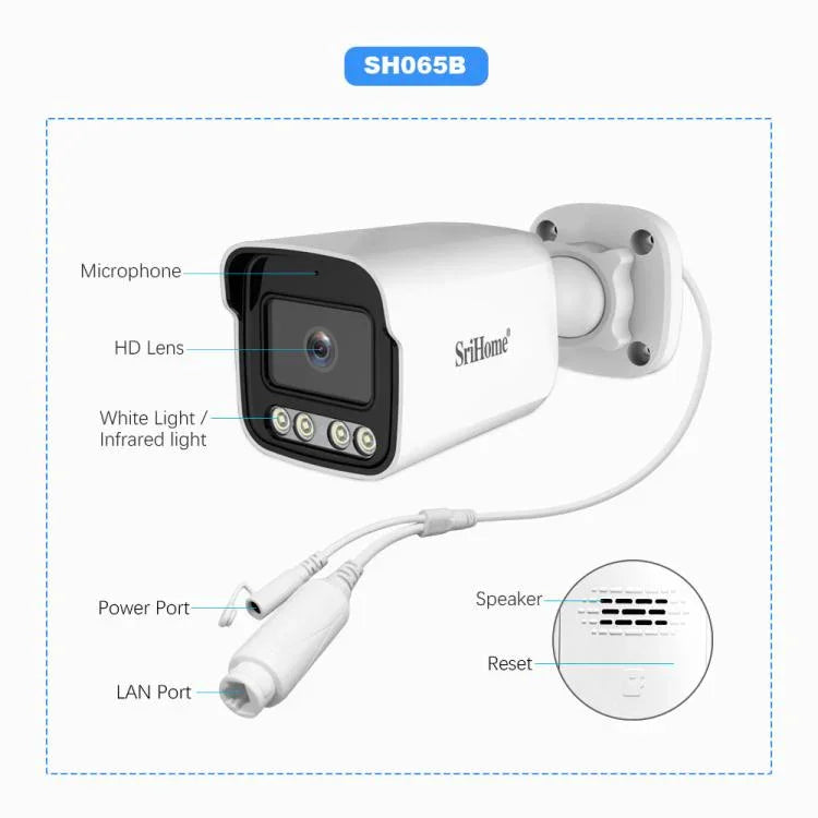 Bộ đầu ghi video mạng camera POE 4 kênh HD 3MP SriHome NVS005-POE065, 3MP 4 kênh