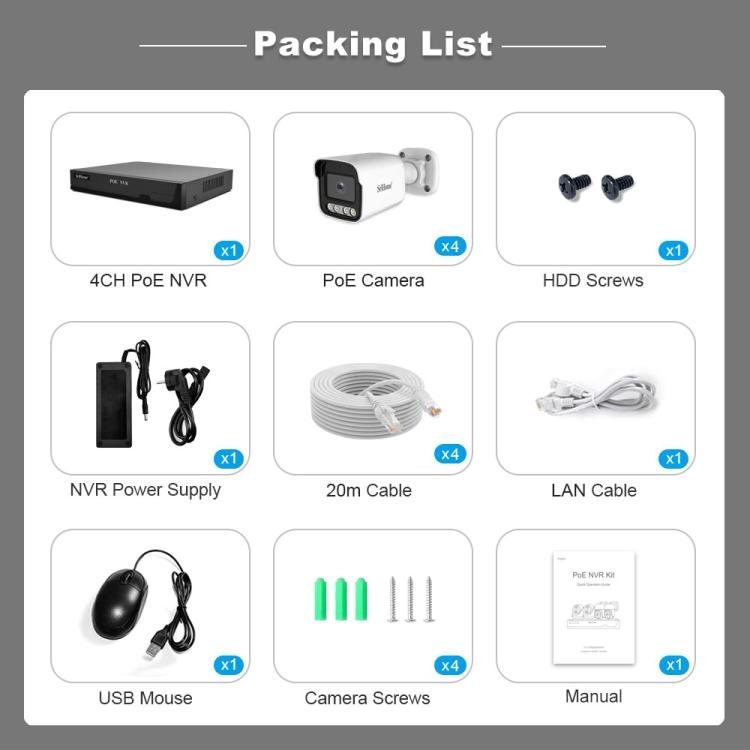 Bộ đầu ghi video mạng camera POE 4 kênh HD 3MP SriHome NVS005-POE065, 3MP 4 kênh