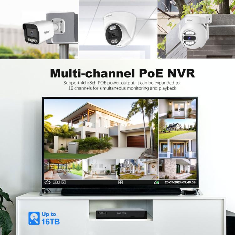Bộ đầu ghi video mạng camera POE 4 kênh HD 5MP SriHome NVS005-POE065, 5MP 4 kênh