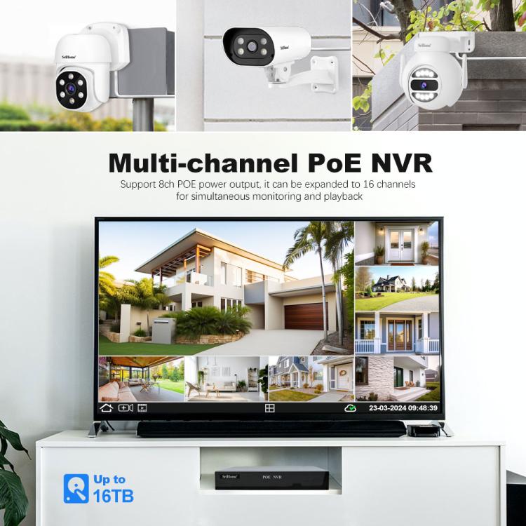 Bộ đầu ghi video mạng camera POE 4 kênh HD 3MP SriHome NVS005-POE030, 3MP 4 kênh