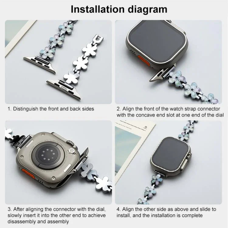 Dây đồng hồ kim loại cánh hoa mặt trời xDfind, Dành cho Apple Watch 42 / 44 / 45 / 46 / 49mm, Dành cho Apple Watch 38 / 40 / 41 / S10 42mm