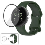 Dây đồng hồ silicone khóa bướm với phim cong 3D, Dành cho Google Pixel Watch 3 45mm, Dành cho Google Pixel Watch 3 41mm, Dành cho Google Pixel Watch 2, Dành cho Google Pixel Watch