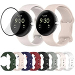 Dây đồng hồ silicone khóa bướm với phim cong 3D, Dành cho Google Pixel Watch 3 45mm, Dành cho Google Pixel Watch 3 41mm, Dành cho Google Pixel Watch 2, Dành cho Google Pixel Watch