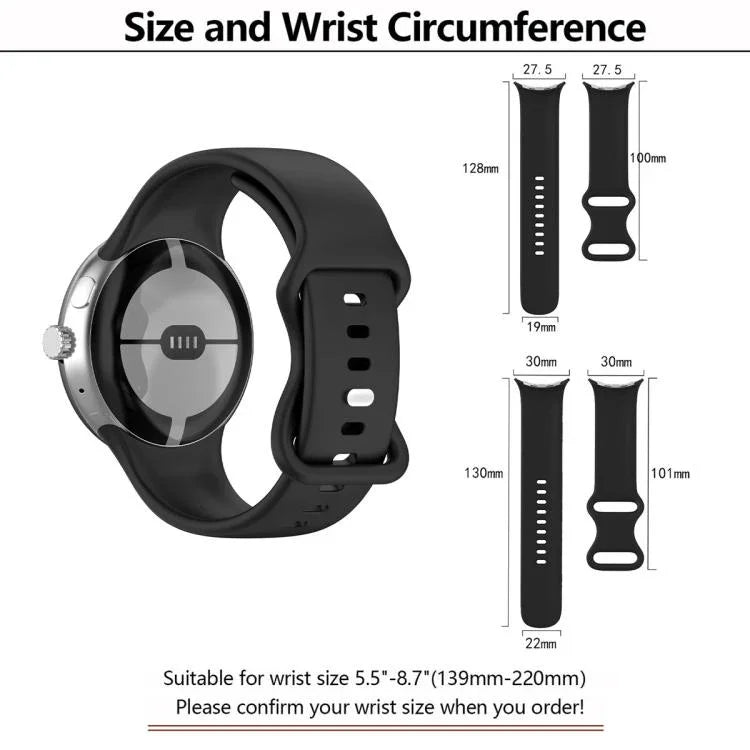 Dây đồng hồ silicone khóa bướm với phim cong 3D, Dành cho Google Pixel Watch 3 45mm, Dành cho Google Pixel Watch 3 41mm, Dành cho Google Pixel Watch 2, Dành cho Google Pixel Watch