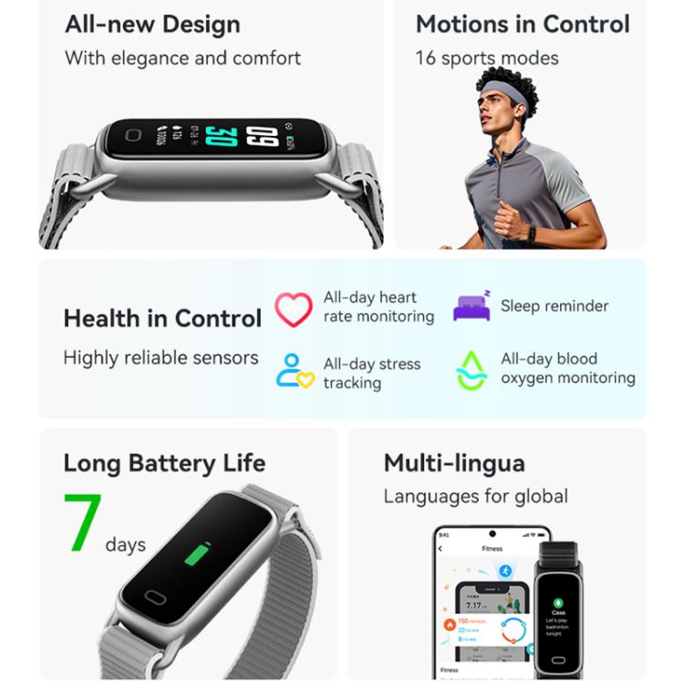 Vòng đeo tay thông minh GTL1 màn hình TFT 0.96 inch, Hỗ trợ theo dõi nhịp tim