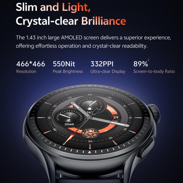 Đồng hồ thông minh GT R3 màn hình AMOLED 1.43 inch, Hỗ trợ theo dõi nhịp tim