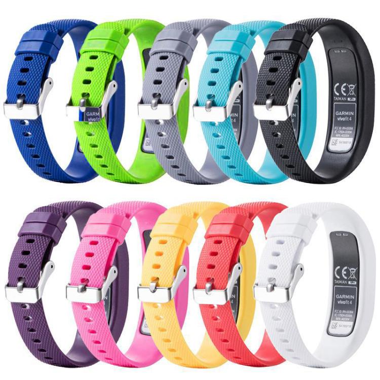 For Garmin Vivofit 4 xDfind Silver Buckle Silicone Sport Watch Band, S, L