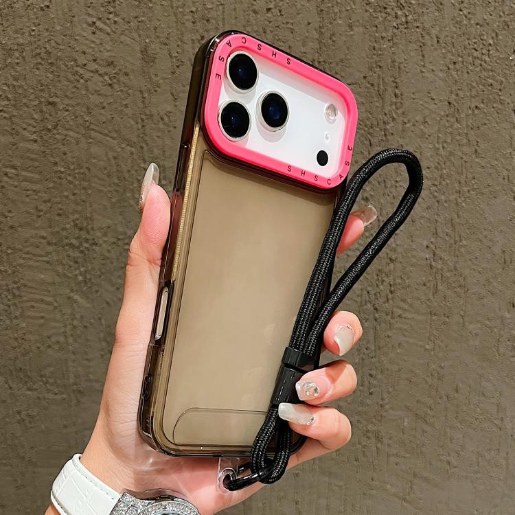 Ốp lưng TPU trong suốt viền khung ống kính tương phản màu có dây đeo, dành cho iPhone 17 Pro Max, iPhone 17 Pro
