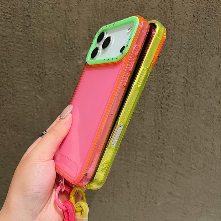 Ốp lưng TPU trong suốt viền khung ống kính tương phản màu có dây đeo, dành cho iPhone 17 Pro Max, iPhone 17 Pro