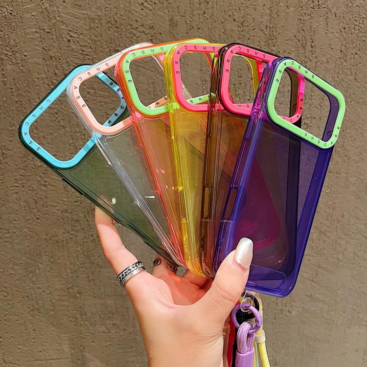 Ốp lưng TPU trong suốt viền khung ống kính tương phản màu có dây đeo, dành cho iPhone 17 Pro Max, iPhone 17 Pro