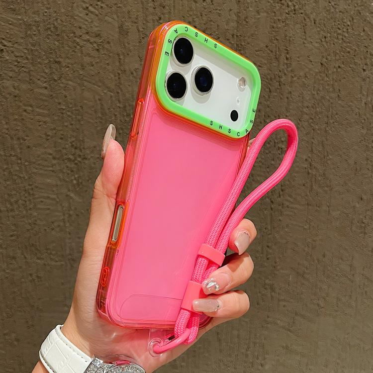Ốp lưng TPU trong suốt viền khung ống kính tương phản màu có dây đeo, dành cho iPhone 17 Pro Max, iPhone 17 Pro