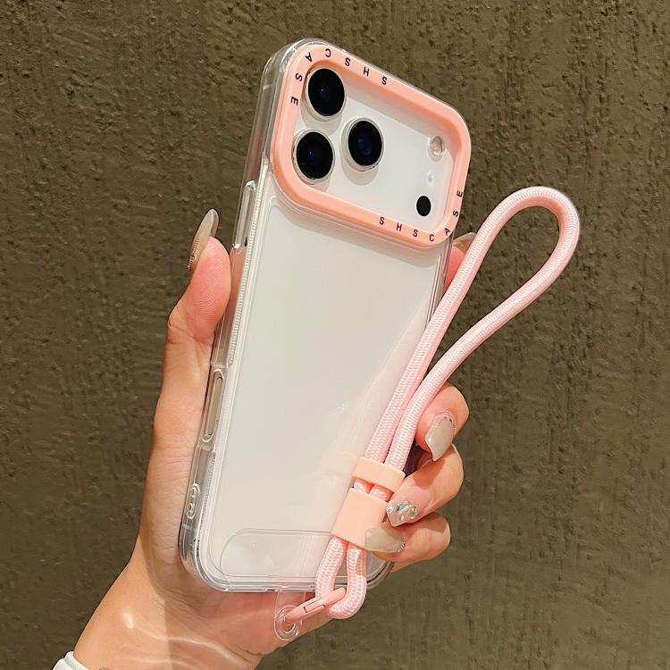 Ốp lưng TPU trong suốt viền khung ống kính tương phản màu có dây đeo, dành cho iPhone 17 Pro Max, iPhone 17 Pro