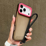 Ốp lưng TPU trong suốt viền khung ống kính tương phản màu có dây đeo, dành cho iPhone 17 Pro Max, iPhone 17 Pro