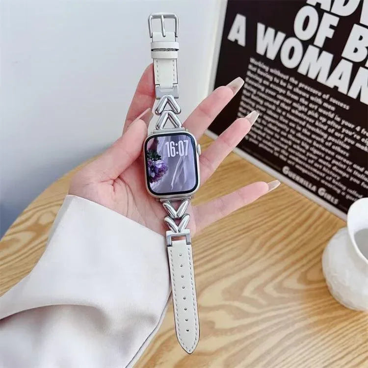 Dây đồng hồ da tổng hợp kim loại hình chữ V xDfind, Dành cho Apple Watch 42 / 44 / 45 / 46 / 49mm, Dành cho Apple Watch 38 / 40 / 41 / S10 42mm