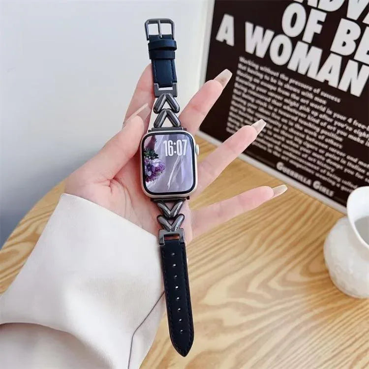 Dây đồng hồ da tổng hợp kim loại hình chữ V xDfind, Dành cho Apple Watch 42 / 44 / 45 / 46 / 49mm, Dành cho Apple Watch 38 / 40 / 41 / S10 42mm