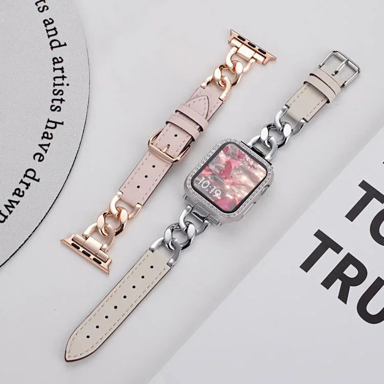 Dây đồng hồ da tổng hợp kim loại dây chuyền denim xDfind, Dành cho Apple Watch 42 / 44 / 45 / 46 / 49mm, Dành cho Apple Watch 38 / 40 / 41 / S10 42mm