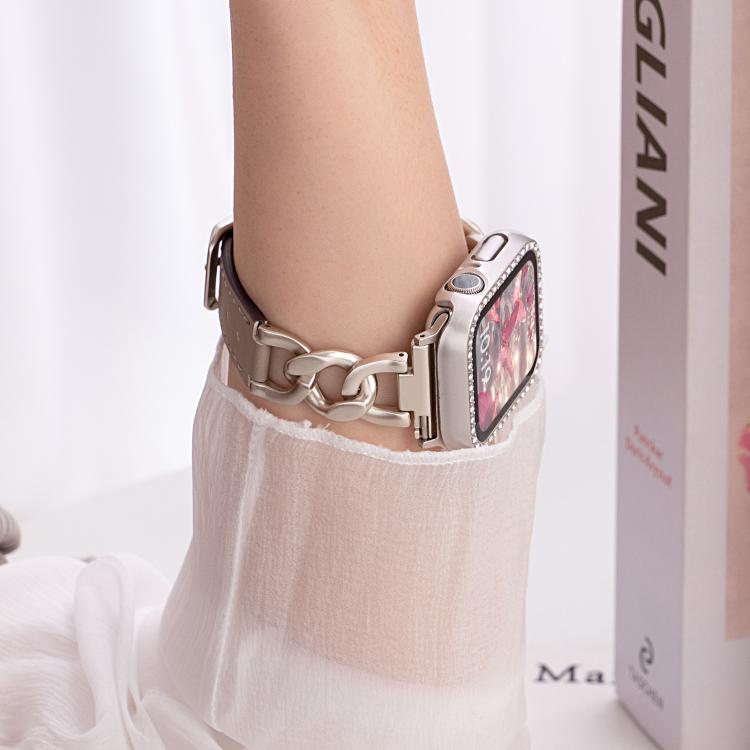 Dây đồng hồ da tổng hợp kim loại dây chuyền denim xDfind, Dành cho Apple Watch 42 / 44 / 45 / 46 / 49mm, Dành cho Apple Watch 38 / 40 / 41 / S10 42mm