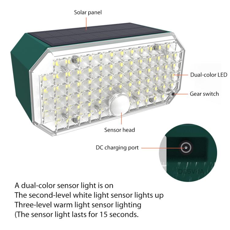 Đèn tường cảm biến hai màu công suất cao LED năng lượng mặt trời N776B