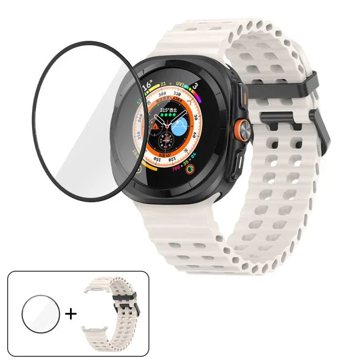 Dây Đeo Đồng Hồ Silicone Khóa Đôi Marine Với Màng Cong 3D, Dành Cho Samsung Galaxy Watch Ultra 2025, Dành Cho Samsung Galaxy Watch Ultra 47mm