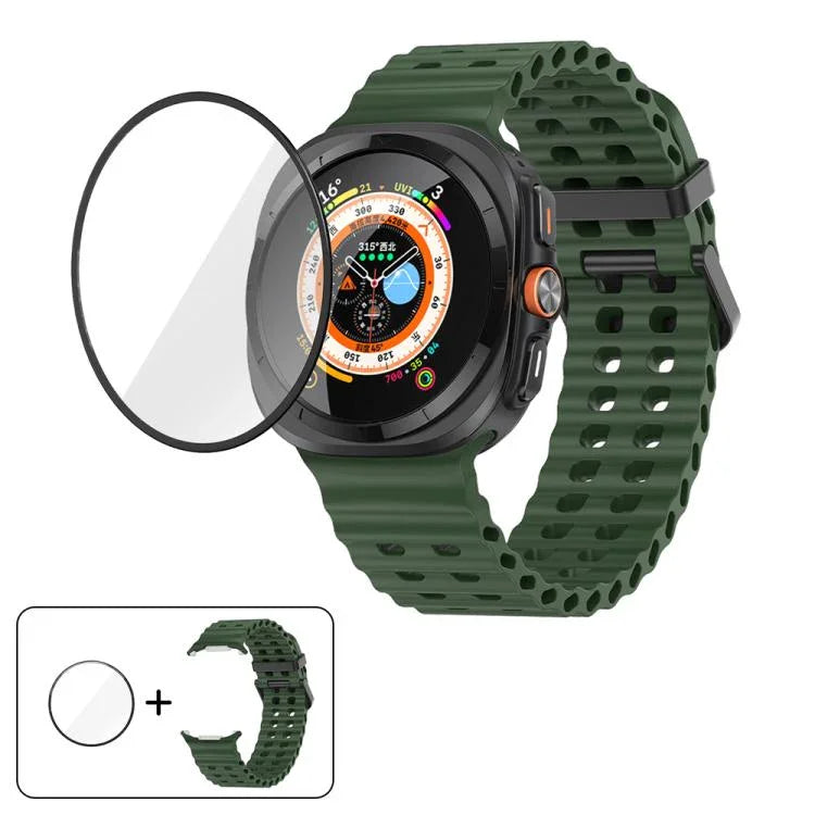 Dây Đeo Đồng Hồ Silicone Khóa Đôi Marine Với Màng Cong 3D, Dành Cho Samsung Galaxy Watch Ultra 2025, Dành Cho Samsung Galaxy Watch Ultra 47mm