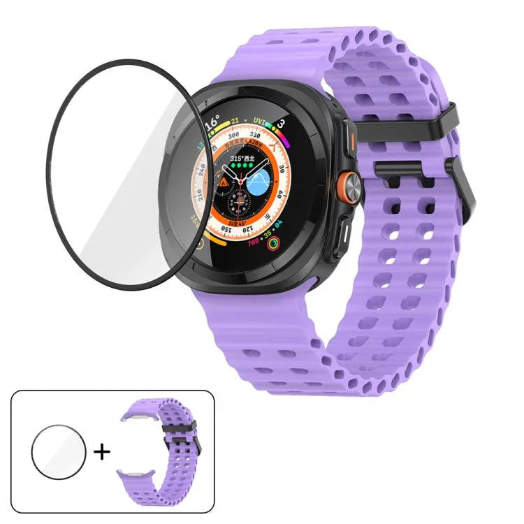 Dây Đeo Đồng Hồ Silicone Khóa Đôi Marine Với Màng Cong 3D, Dành Cho Samsung Galaxy Watch Ultra 2025, Dành Cho Samsung Galaxy Watch Ultra 47mm