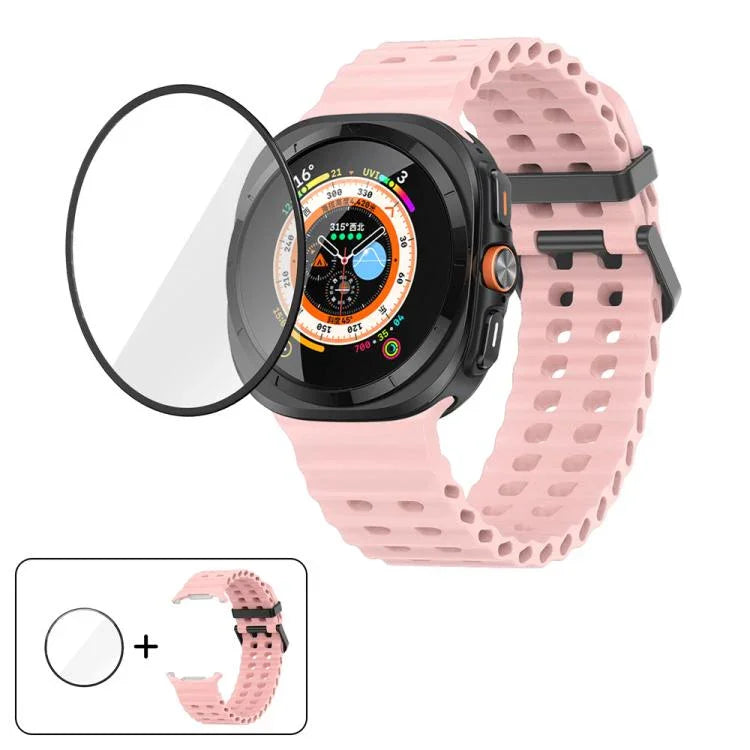 Dây Đeo Đồng Hồ Silicone Khóa Đôi Marine Với Màng Cong 3D, Dành Cho Samsung Galaxy Watch Ultra 2025, Dành Cho Samsung Galaxy Watch Ultra 47mm