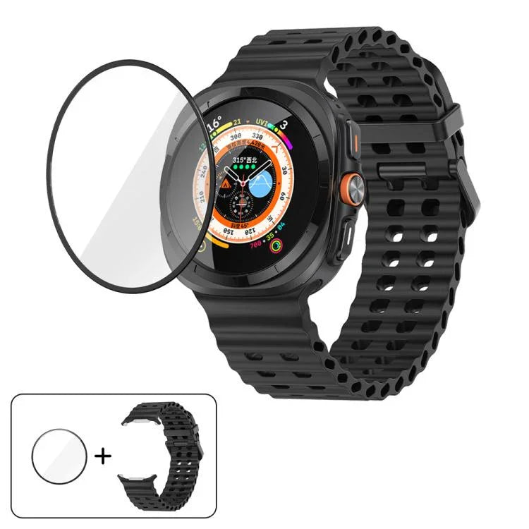 Dây Đeo Đồng Hồ Silicone Khóa Đôi Marine Với Màng Cong 3D, Dành Cho Samsung Galaxy Watch Ultra 2025, Dành Cho Samsung Galaxy Watch Ultra 47mm