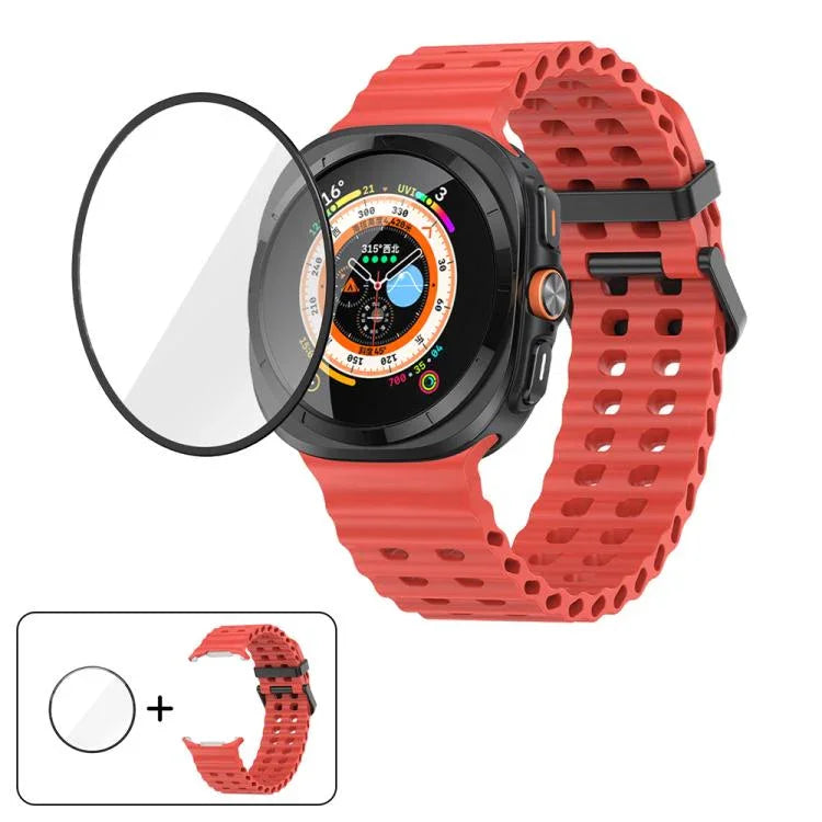 Dây Đeo Đồng Hồ Silicone Khóa Đôi Marine Với Màng Cong 3D, Dành Cho Samsung Galaxy Watch Ultra 2025, Dành Cho Samsung Galaxy Watch Ultra 47mm