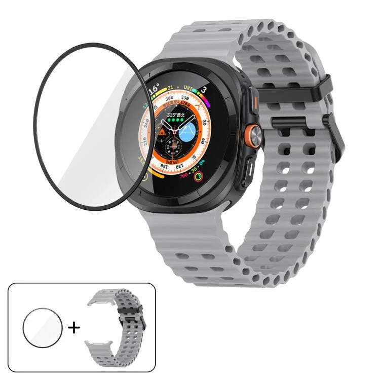 Dây Đeo Đồng Hồ Silicone Khóa Đôi Marine Với Màng Cong 3D, Dành Cho Samsung Galaxy Watch Ultra 2025, Dành Cho Samsung Galaxy Watch Ultra 47mm