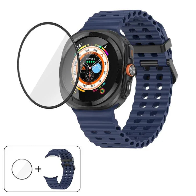 Dây Đeo Đồng Hồ Silicone Khóa Đôi Marine Với Màng Cong 3D, Dành Cho Samsung Galaxy Watch Ultra 2025, Dành Cho Samsung Galaxy Watch Ultra 47mm