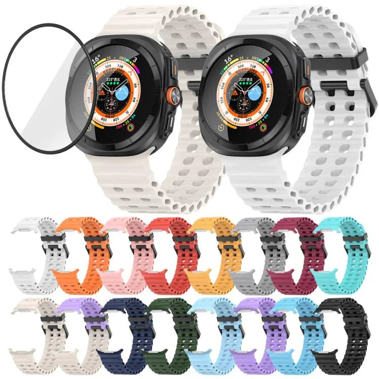 Dây Đeo Đồng Hồ Silicone Khóa Đôi Marine Với Màng Cong 3D, Dành Cho Samsung Galaxy Watch Ultra 2025, Dành Cho Samsung Galaxy Watch Ultra 47mm