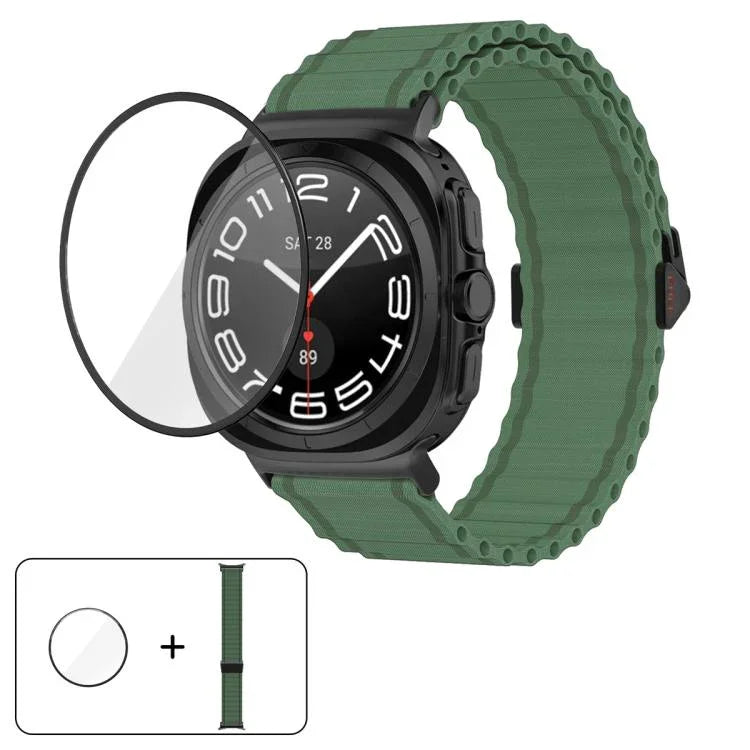 Dây Đeo Đồng Hồ Nylon Vòng Marine Với Màng Cong 3D, Dành Cho Samsung Galaxy Watch Ultra 2025, Dành Cho Samsung Galaxy Watch Ultra 47mm