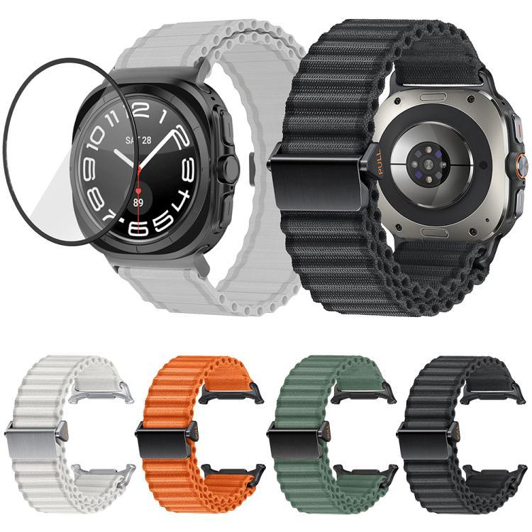 Dây Đeo Đồng Hồ Nylon Vòng Marine Với Màng Cong 3D, Dành Cho Samsung Galaxy Watch Ultra 2025, Dành Cho Samsung Galaxy Watch Ultra 47mm