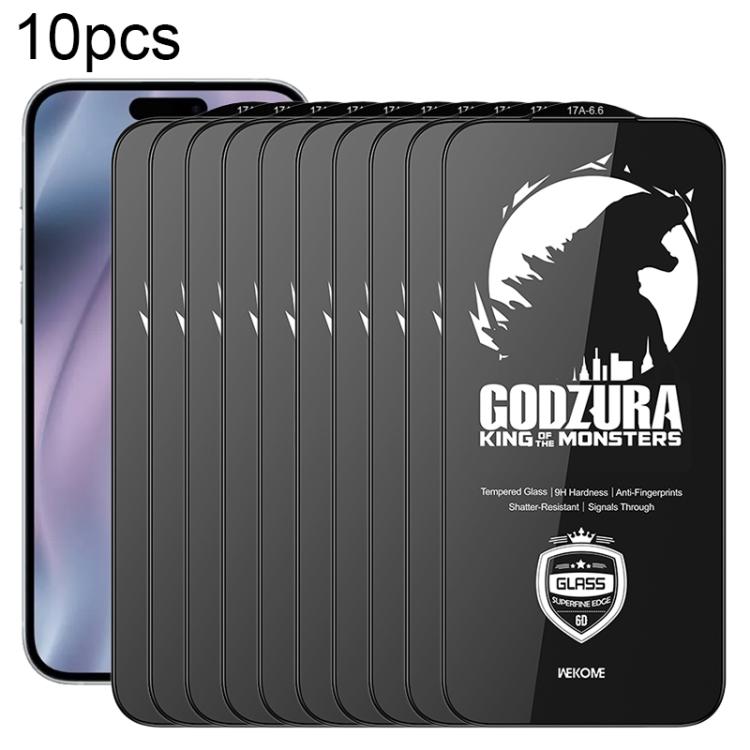 WK WTP-124 10 miếng kính cường lực 6D cong viền siêu mỏng HD phủ kín màn hình, dành cho iPhone 17 Pro Max, iPhone 17 Pro, iPhone 16 Pro / 17, iPhone Air, iPhone 16 Pro Max, iPhone 16 Plus / 15 Plus, iPhone 16 / 15, iPhone 15 Pro