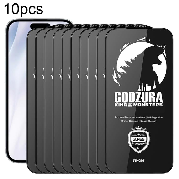 WK WTP-124 10 miếng kính cường lực 6D cong viền siêu mỏng HD phủ kín màn hình, dành cho iPhone 17 Pro Max, iPhone 17 Pro, iPhone 16 Pro / 17, iPhone Air, iPhone 16 Pro Max, iPhone 16 Plus / 15 Plus, iPhone 16 / 15, iPhone 15 Pro