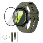 Dây đồng hồ silicone may sóng với phim cong 3D, dành cho Samsung Galaxy Watch FE 40mm, dành cho Samsung Galaxy Watch7 44mm, dành cho Samsung Galaxy Watch7 40mm, dành cho Samsung Galaxy Watch6 Classic 47mm