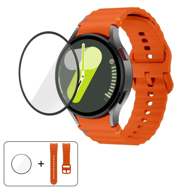 Dây Đeo Đồng Hồ Silicone Khâu Sóng Với Màng Cong 3D, Dành Cho Samsung Galaxy Watch4 Active 40mm, Dành Cho Samsung Galaxy Watch4 Active 44mm