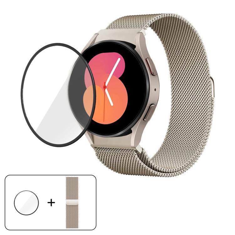 Dây Đeo Đồng Hồ Thép Không Gỉ Milanese Khóa Nam Châm Với Màng Cong 3D, Dành Cho Samsung Galaxy Watch4 Classic 46mm, Dành Cho Samsung Galaxy Watch4 Classic 42mm, Dành Cho Samsung Galaxy Watch5 Active 40mm, Dành Cho Samsung Galaxy Watch5 Active 44mm