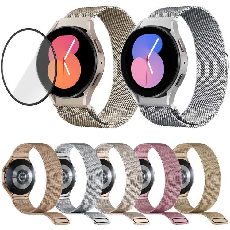 Dây Đeo Đồng Hồ Thép Không Gỉ Milanese Khóa Nam Châm Với Màng Cong 3D, Dành Cho Samsung Galaxy Watch4 Classic 46mm, Dành Cho Samsung Galaxy Watch4 Classic 42mm, Dành Cho Samsung Galaxy Watch5 Active 40mm, Dành Cho Samsung Galaxy Watch5 Active 44mm