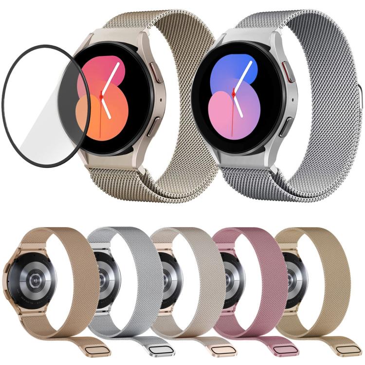 Dây đồng hồ thép không gỉ Milanese nam châm với phim cong 3D, dành cho Samsung Galaxy Watch FE 40mm, dành cho Samsung Galaxy Watch7 44mm, dành cho Samsung Galaxy Watch7 40mm, dành cho Samsung Galaxy Watch6 Classic 47mm, dành cho Samsung Galaxy Watch6 44mm