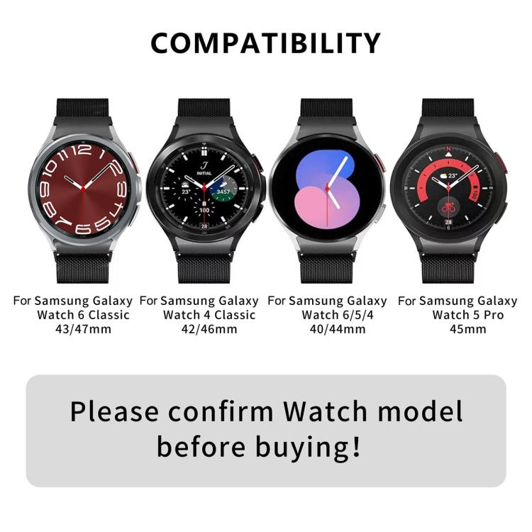 Dây đồng hồ thép không gỉ Milanese nam châm với phim cong 3D, dành cho Samsung Galaxy Watch FE 40mm, dành cho Samsung Galaxy Watch7 44mm, dành cho Samsung Galaxy Watch7 40mm, dành cho Samsung Galaxy Watch6 Classic 47mm, dành cho Samsung Galaxy Watch6 44mm