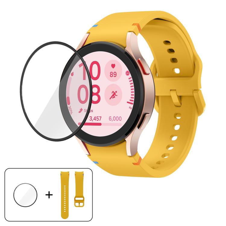 Dây đồng hồ silicone may trơn với phim cong 3D, dành cho Samsung Galaxy Watch FE 40mm, dành cho Samsung Galaxy Watch7 44mm, dành cho Samsung Galaxy Watch7 40mm, dành cho Samsung Galaxy Watch6 Classic 47mm