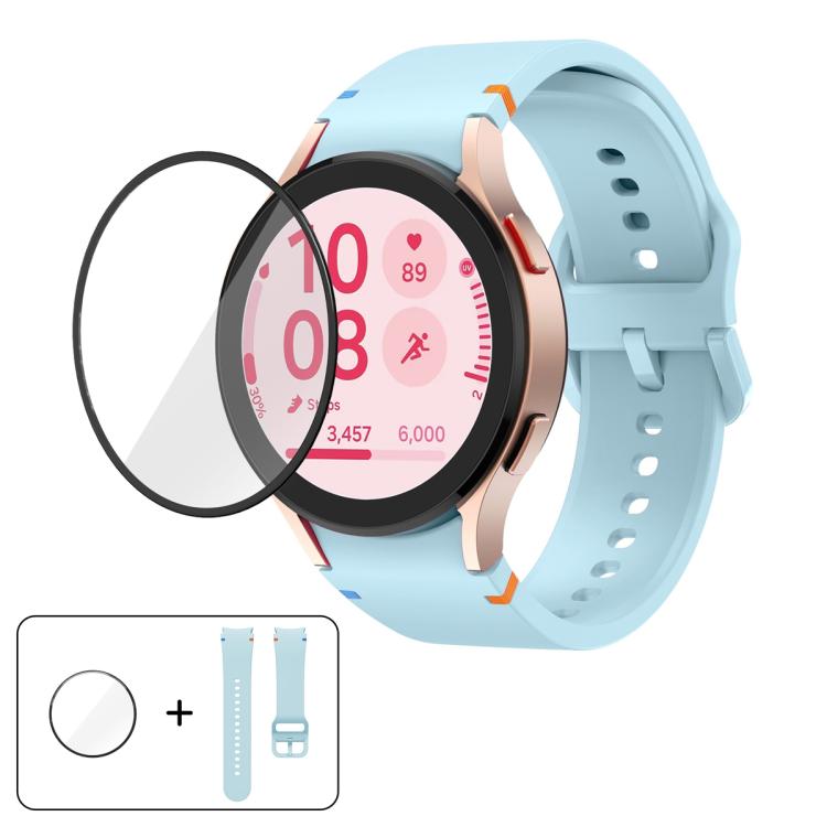 Dây đồng hồ silicone may trơn với phim cong 3D, dành cho Samsung Galaxy Watch FE 40mm, dành cho Samsung Galaxy Watch7 44mm, dành cho Samsung Galaxy Watch7 40mm, dành cho Samsung Galaxy Watch6 Classic 47mm